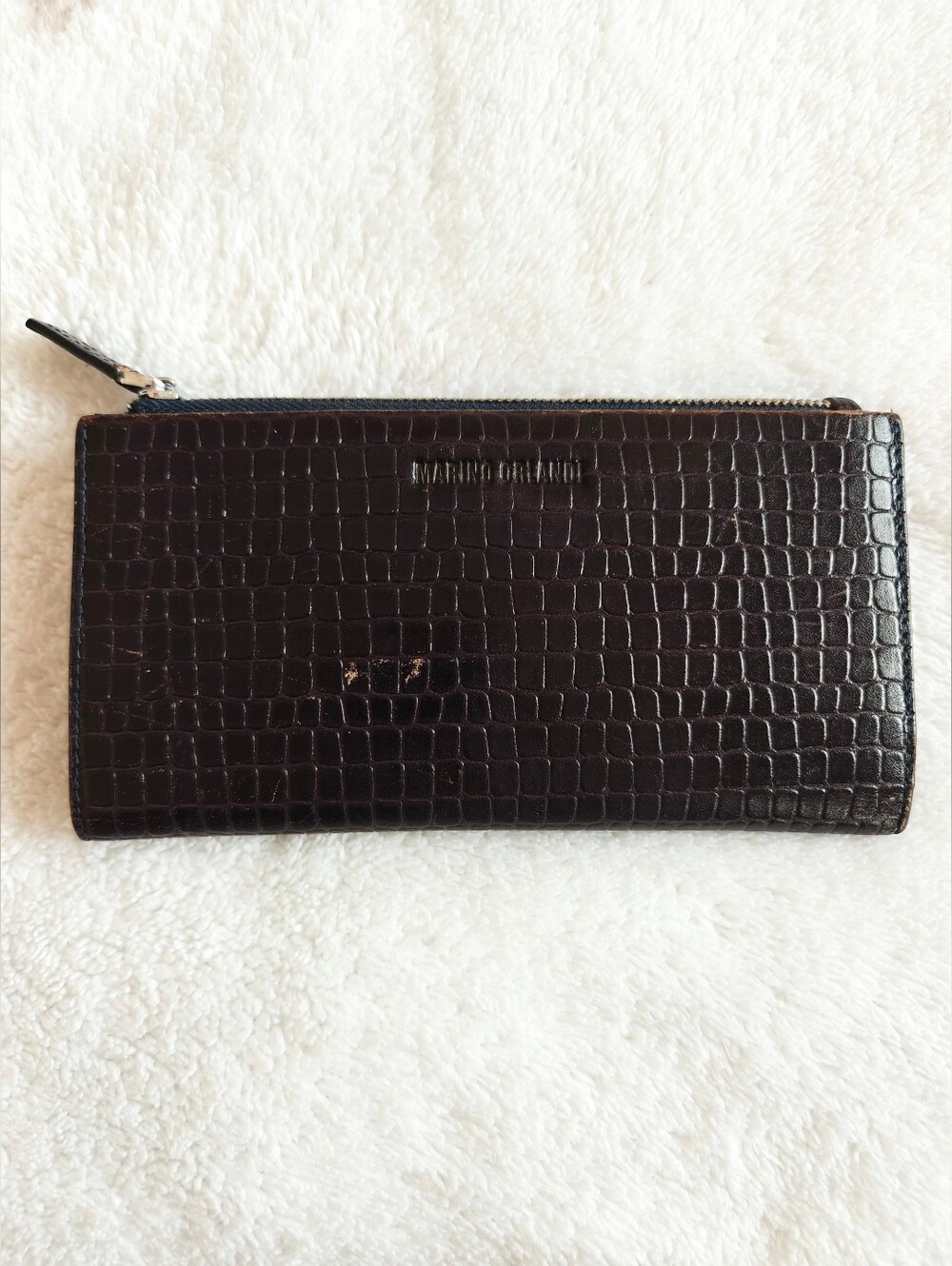 Marino Orlandi Italian Croc Embossed Leather Bifold Continental Wallet